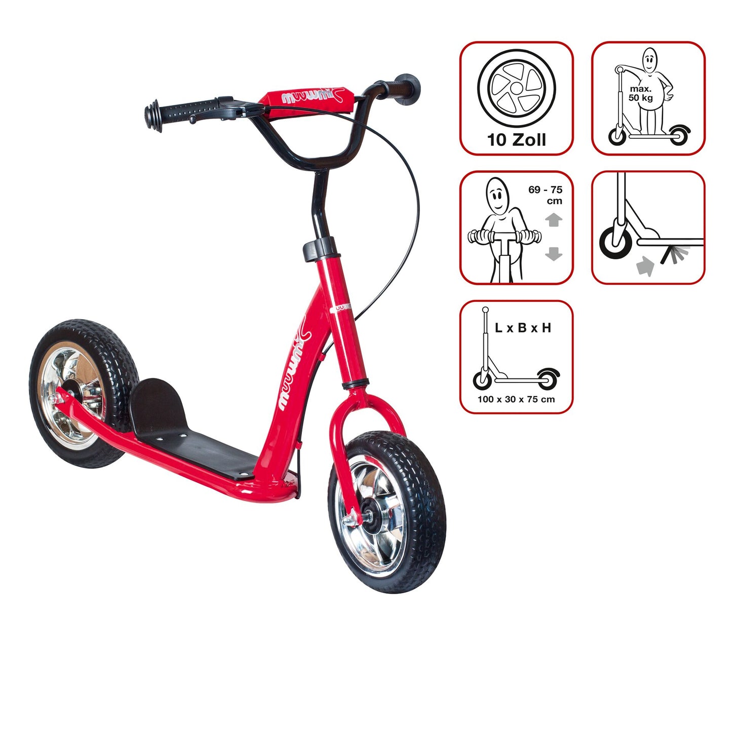 muuwmi Roller Sunny – 10 Zoll EVA mit Handbremse, verschiedene Farben