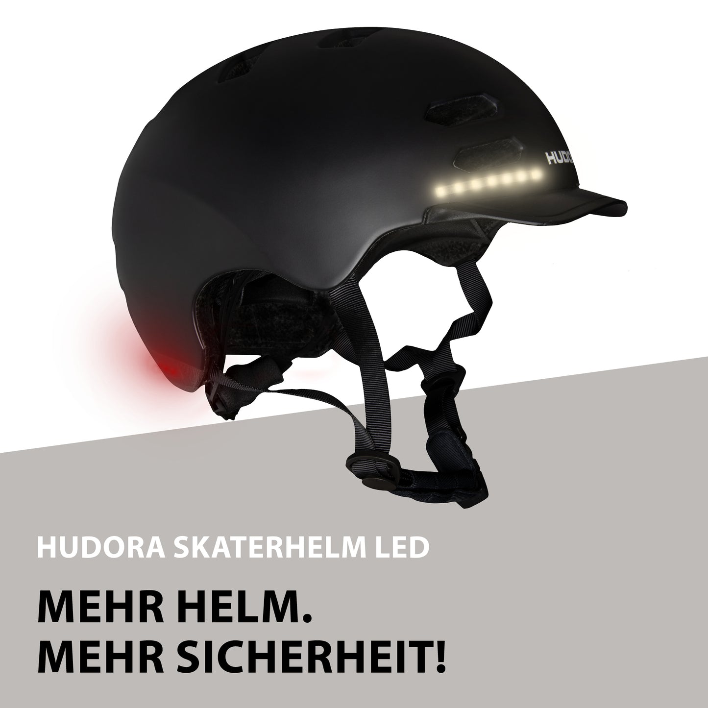HUDORA skater helmet LED, black