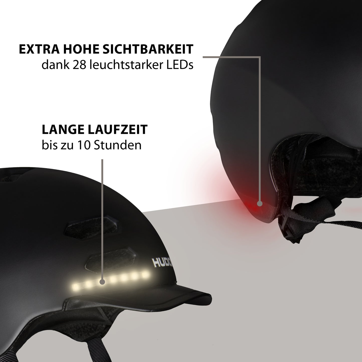 HUDORA skater helmet LED, black