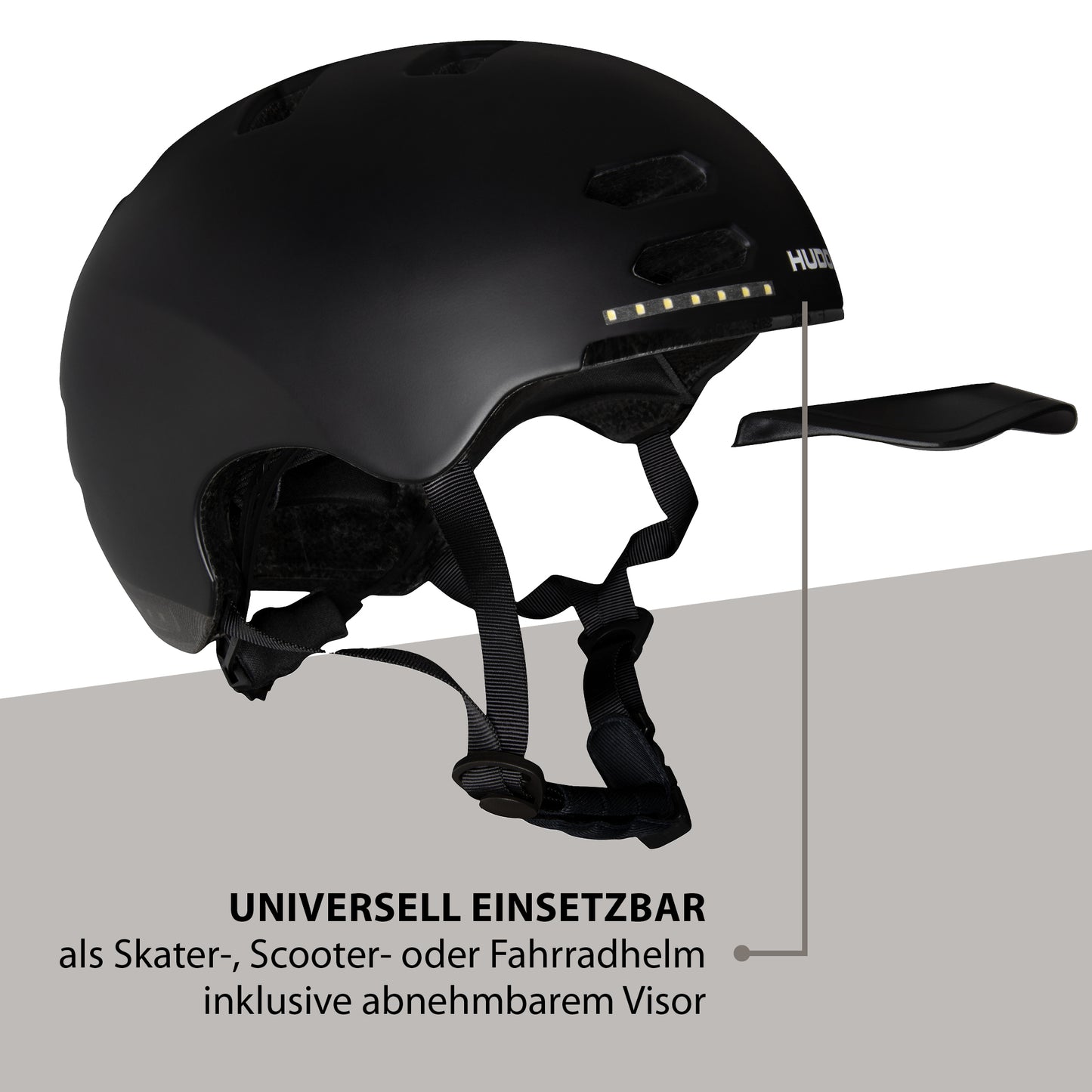 HUDORA skater helmet LED, black