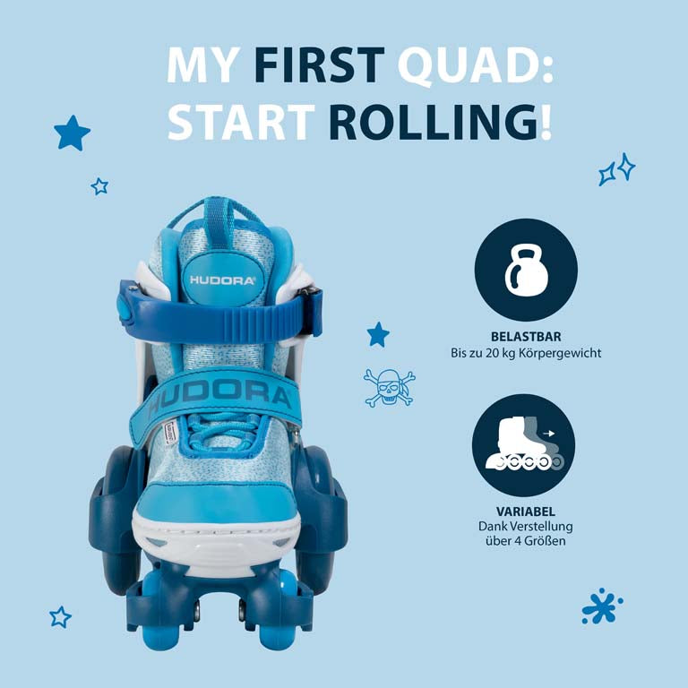 HUDORA roller skates My First Quad, cyan, size. 26-33