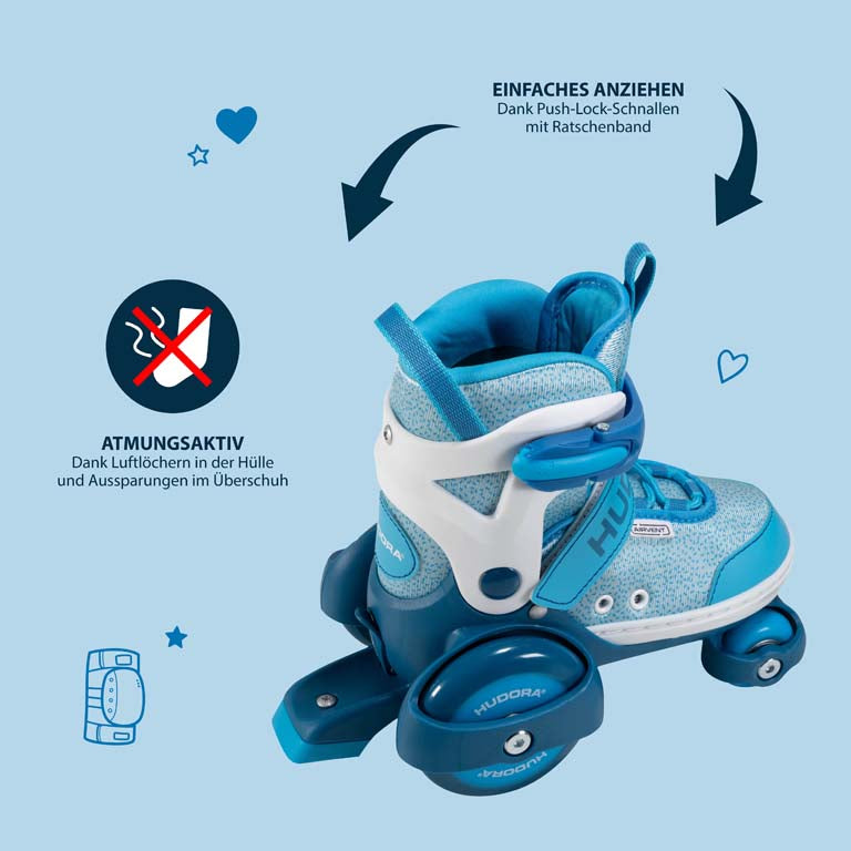 HUDORA roller skates My First Quad, cyan, size. 26-33