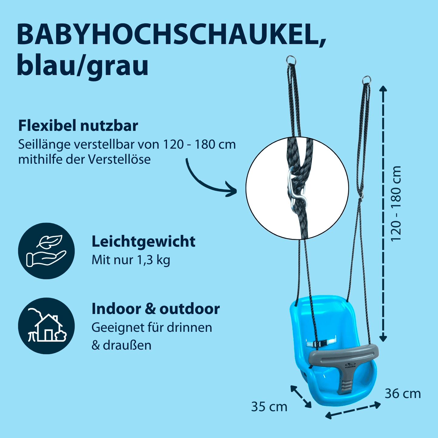 HUDORA baby high swing, blue/grey