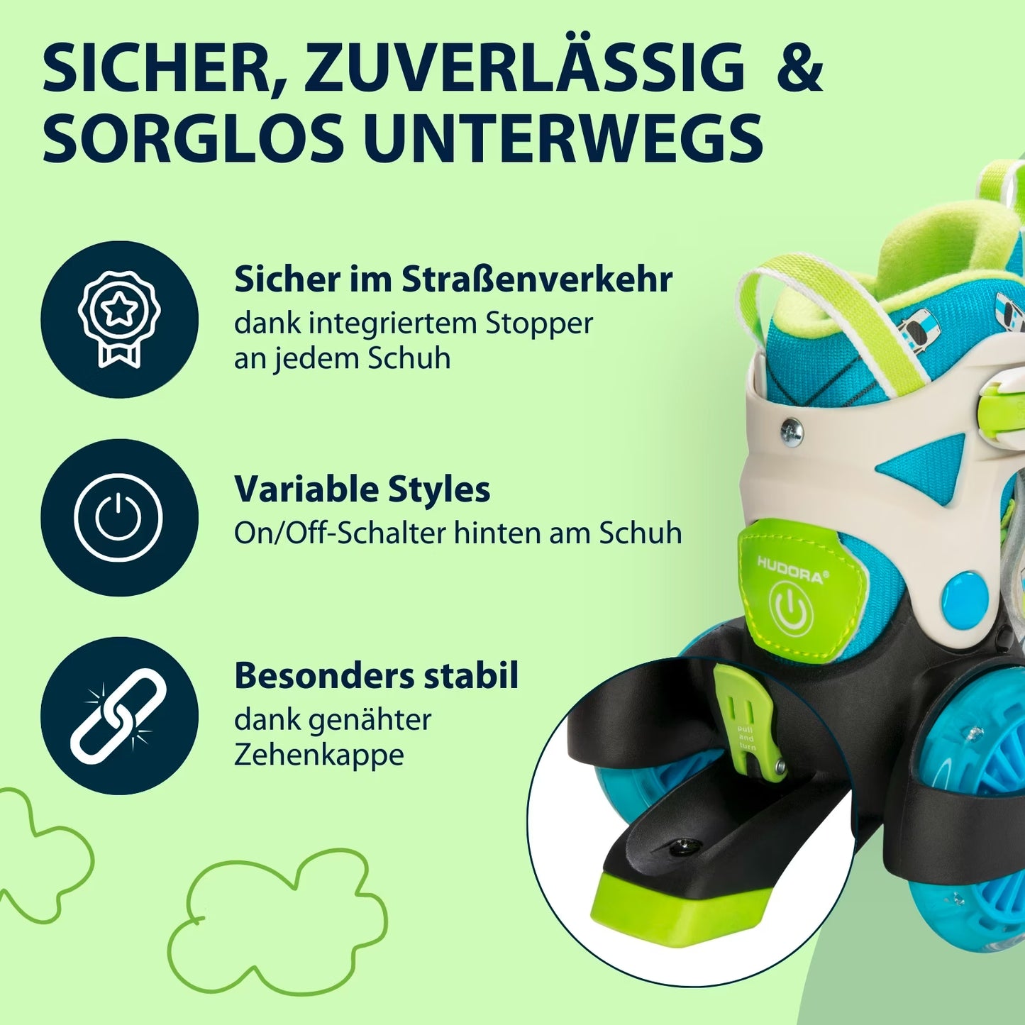 HUDORA My First Quad LED roller skates for boys - various sizes (B-stock)