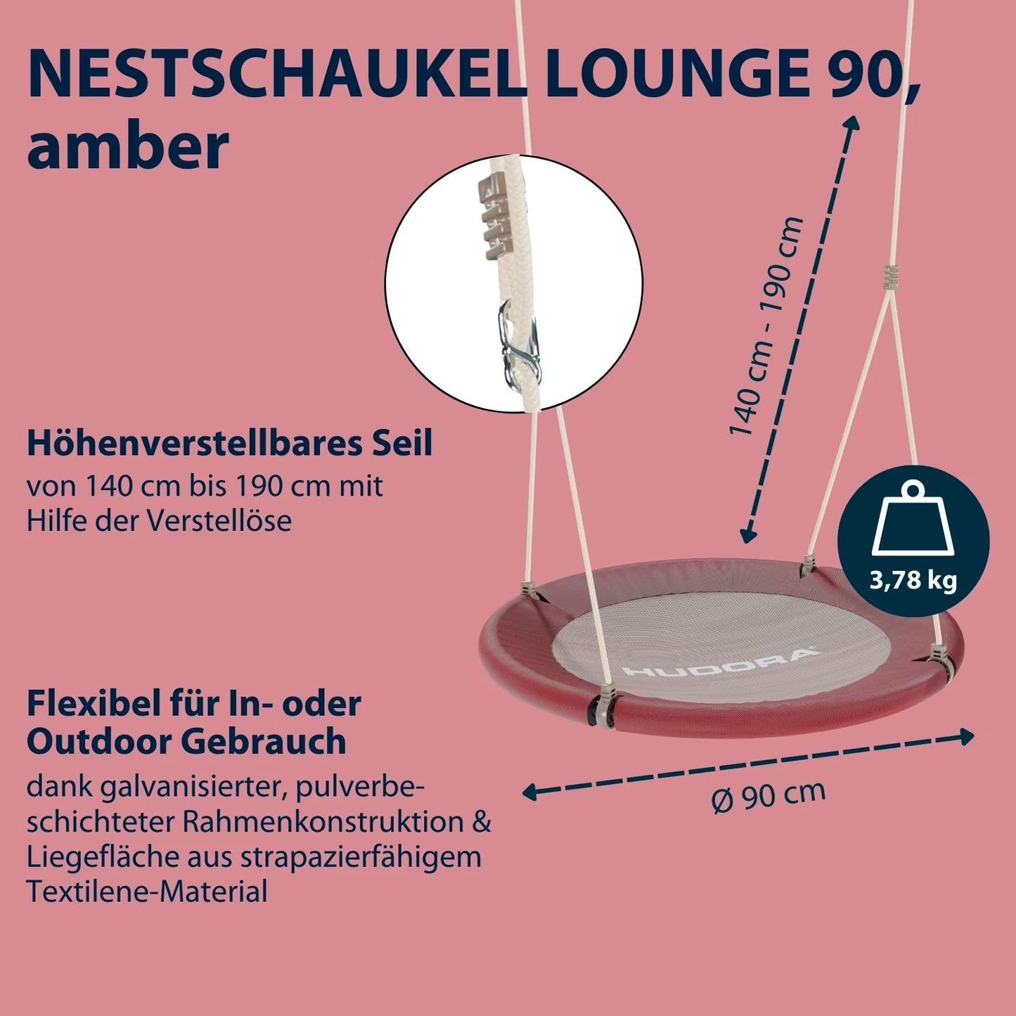 HUDORA Nestschaukel Lounge 90, verschiedene Farben, B-Ware