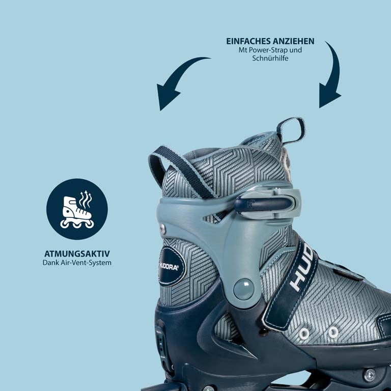HUDORA Inline Skates, Leon 2.0, ocean, size. 29-40