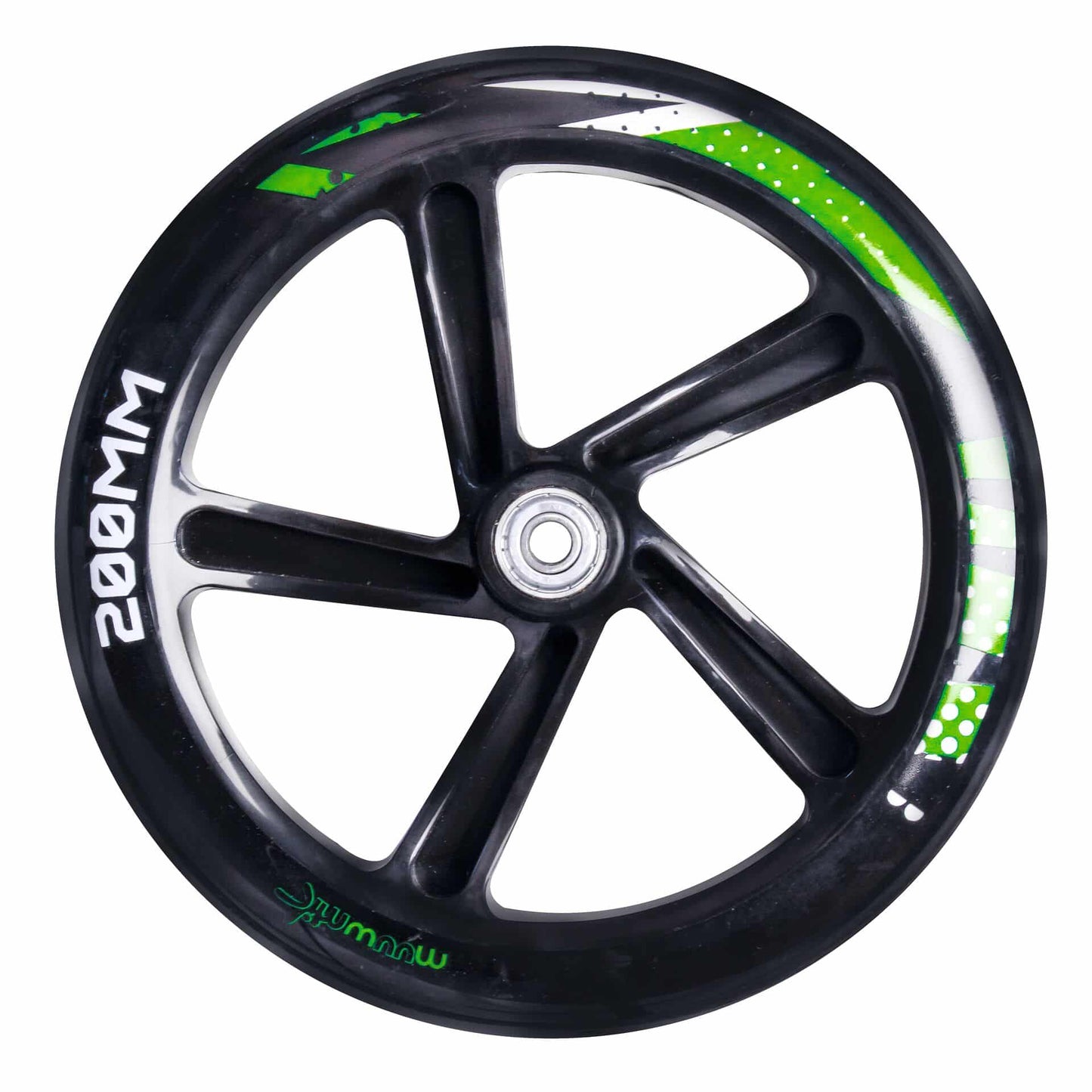 muuwmi Aluminium Scooter schwarz - grün - gelb 200 mm (B-Ware)