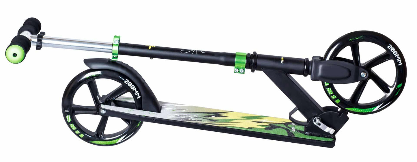 muuwmi Aluminium Scooter schwarz - grün - gelb 200 mm (B-Ware)