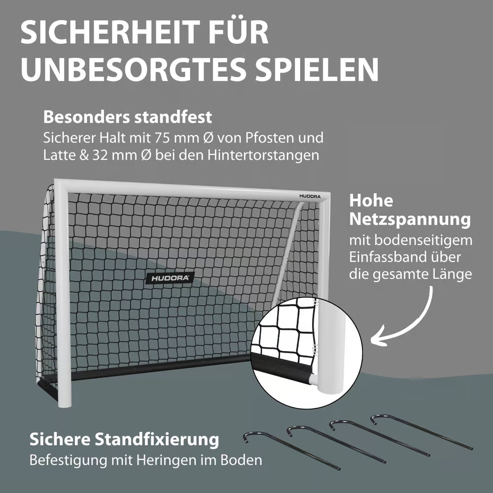 HUDORA Fußballtor Advanced White, verschiedene Größen (B-Ware)