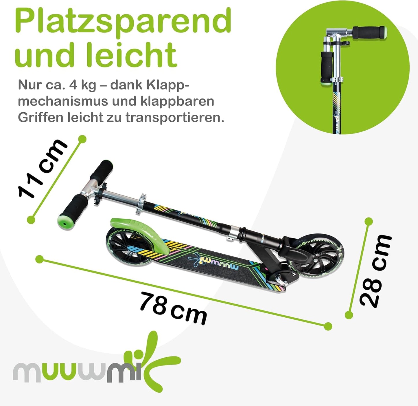 muuwmi Aluminium Scooter Neon 180 mm (B-Ware)