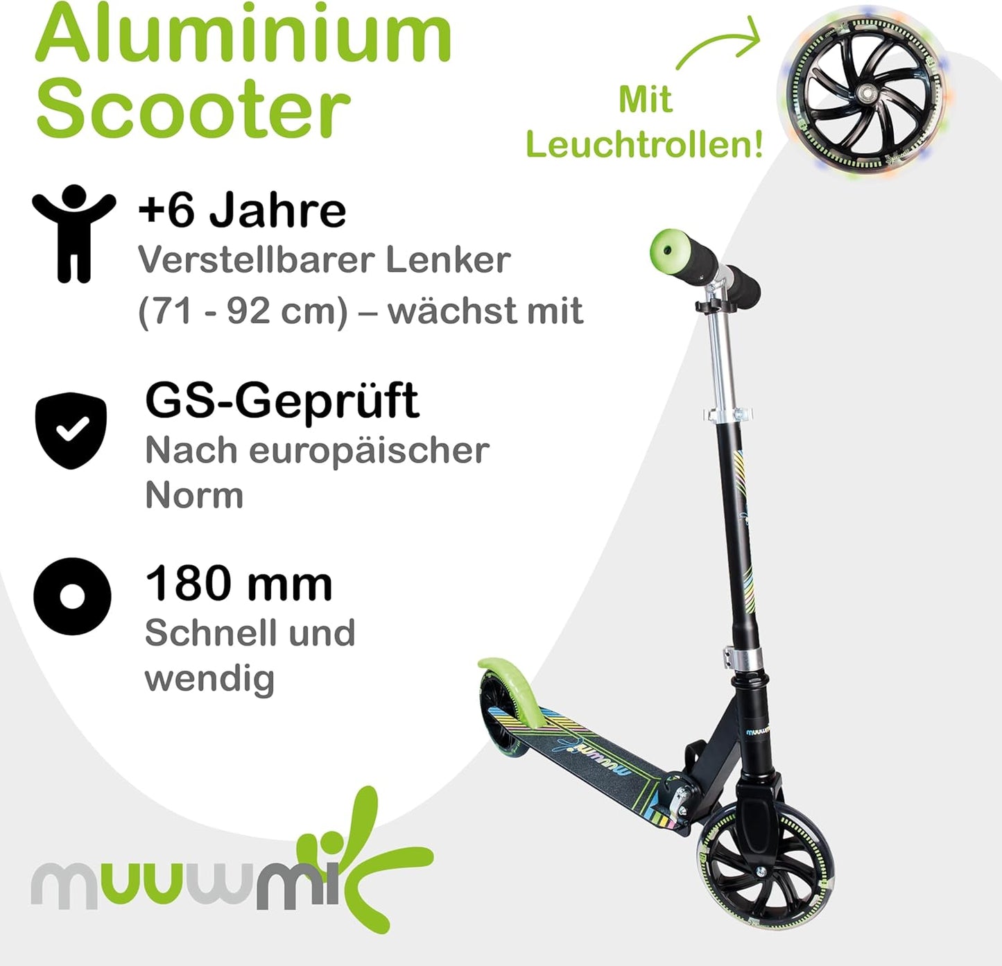 muuwmi Aluminium Scooter Neon 180 mm (B-Ware)