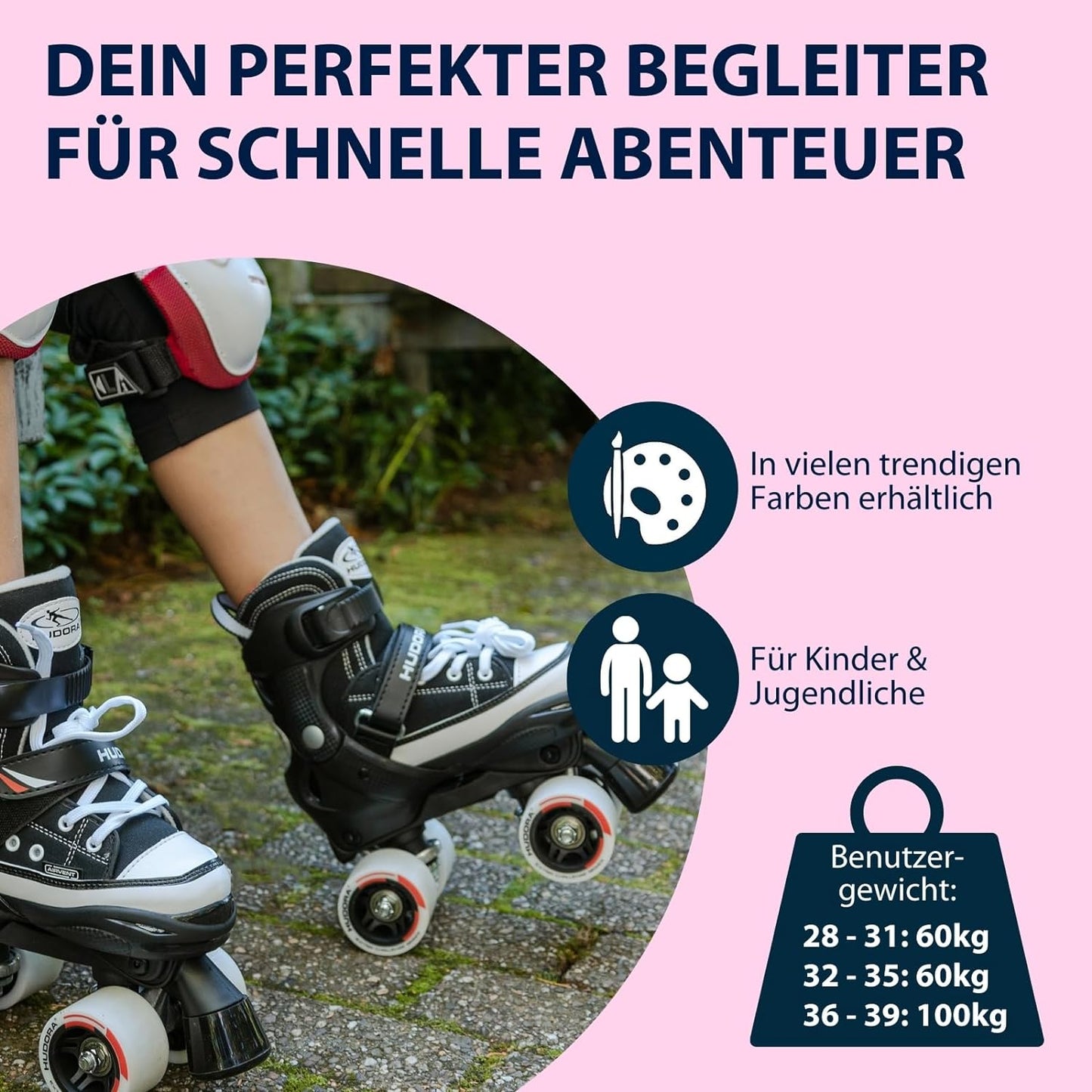 HUDORA roller skate roller skate, pink, size. 28-39