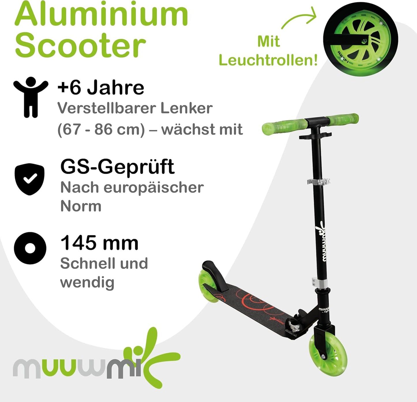 muuwmi Aluminium Scooter Glow 200 mm (B-Ware)