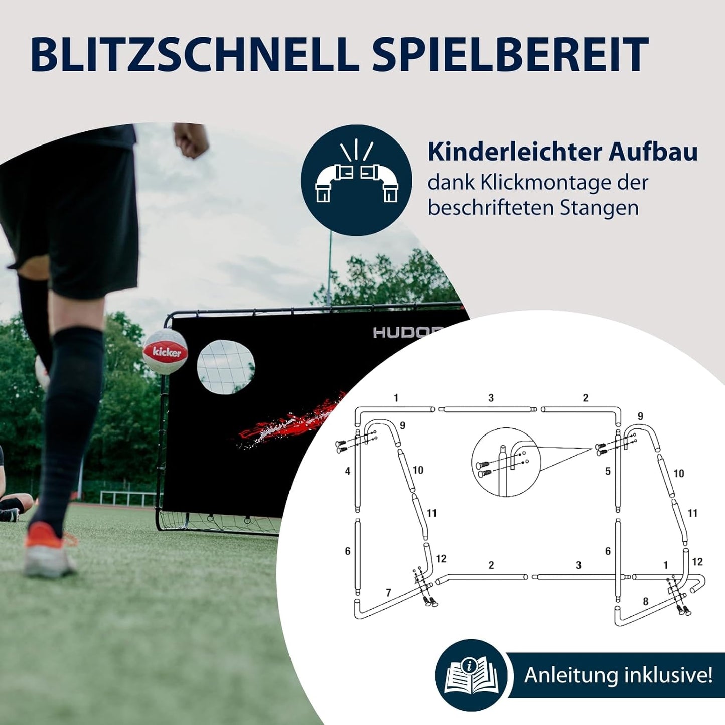 HUDORA soccer goal trainer with goal wall