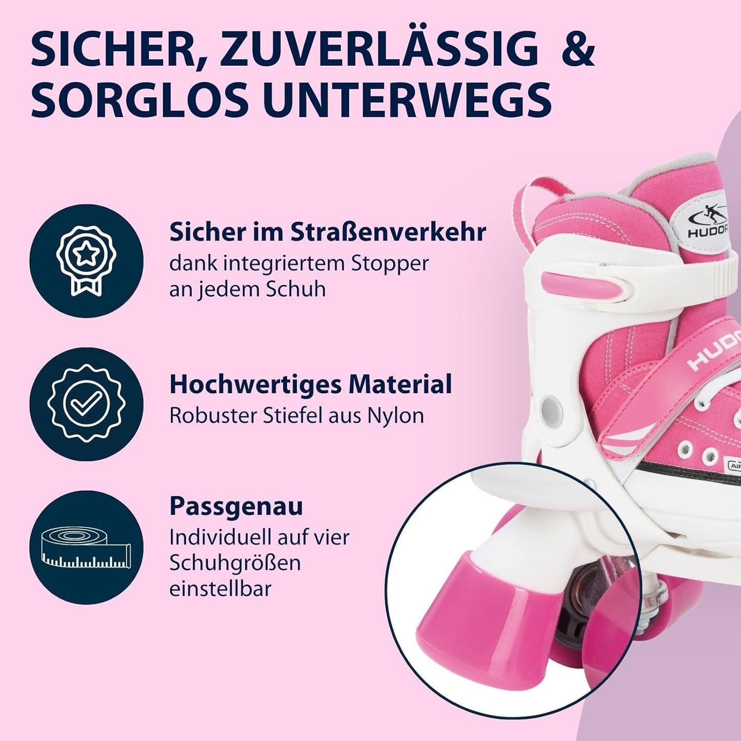 HUDORA roller skate roller skate, pink, size. 28-39