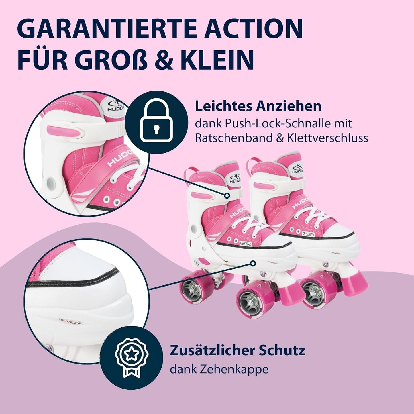 HUDORA roller skate roller skate, pink, size. 28-39