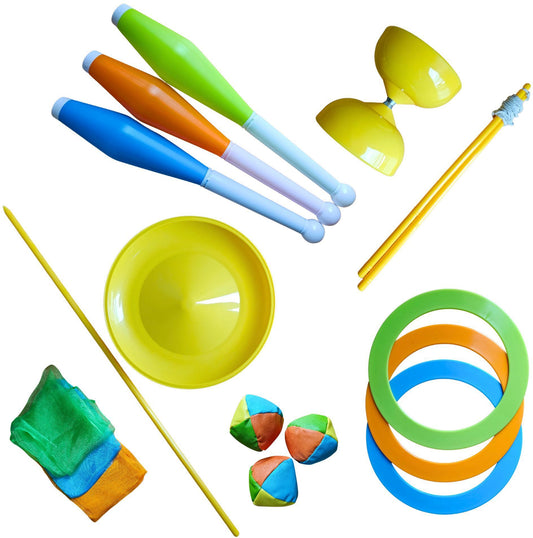 Juggling set in a backpack