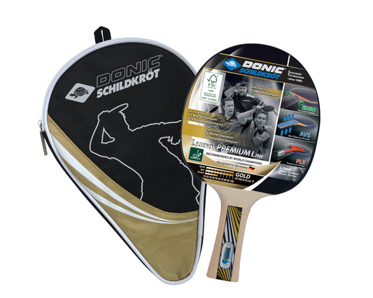 Donic Schildkröt table tennis bat Legends Gold, Premium Line including cover