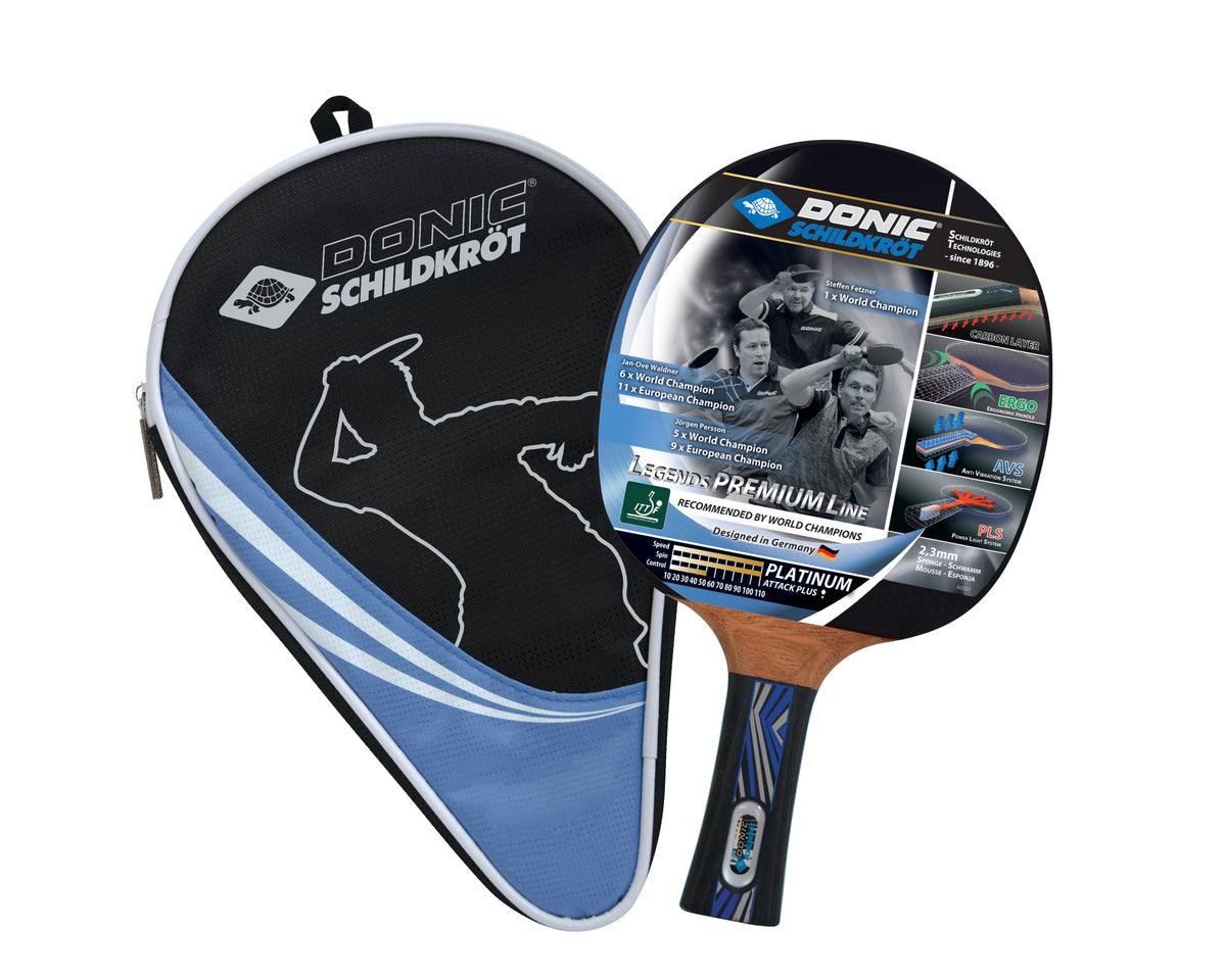 Raquette de tennis de table Donic Schildkröt Legends Platinium, Premium Line avec housse