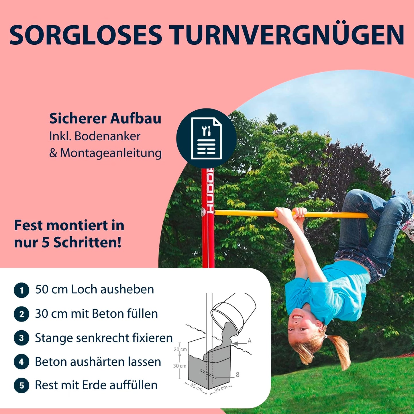 HUDORA Fabian Single Gymnastic Bar 