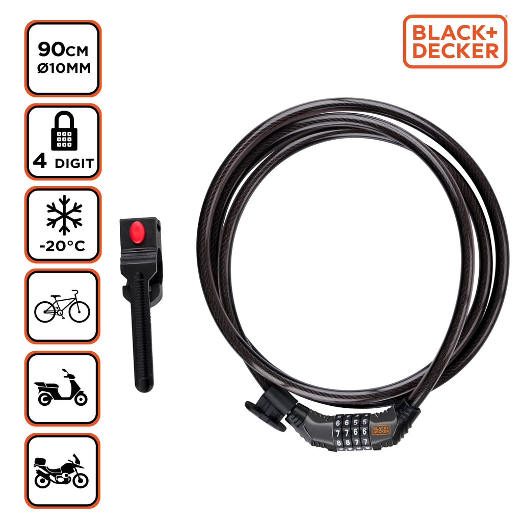 Antivol à combinaison pour vélo Black+Decker, 90 cm
