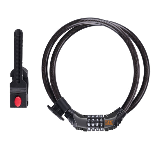 Bicycle combination lock from Black+Decker, 90 cm