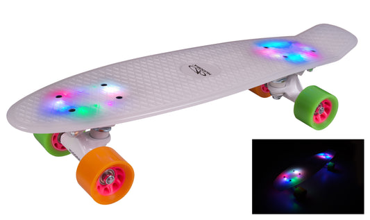 Skateboard HUDORA Retro Rainglow 22", LED, blanc 