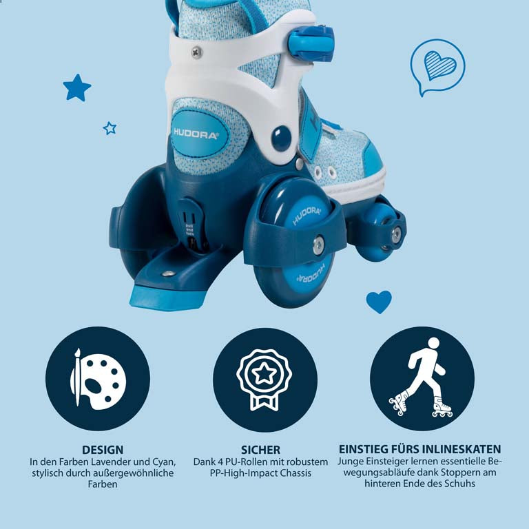 HUDORA roller skates My First Quad, cyan, size. 26-33