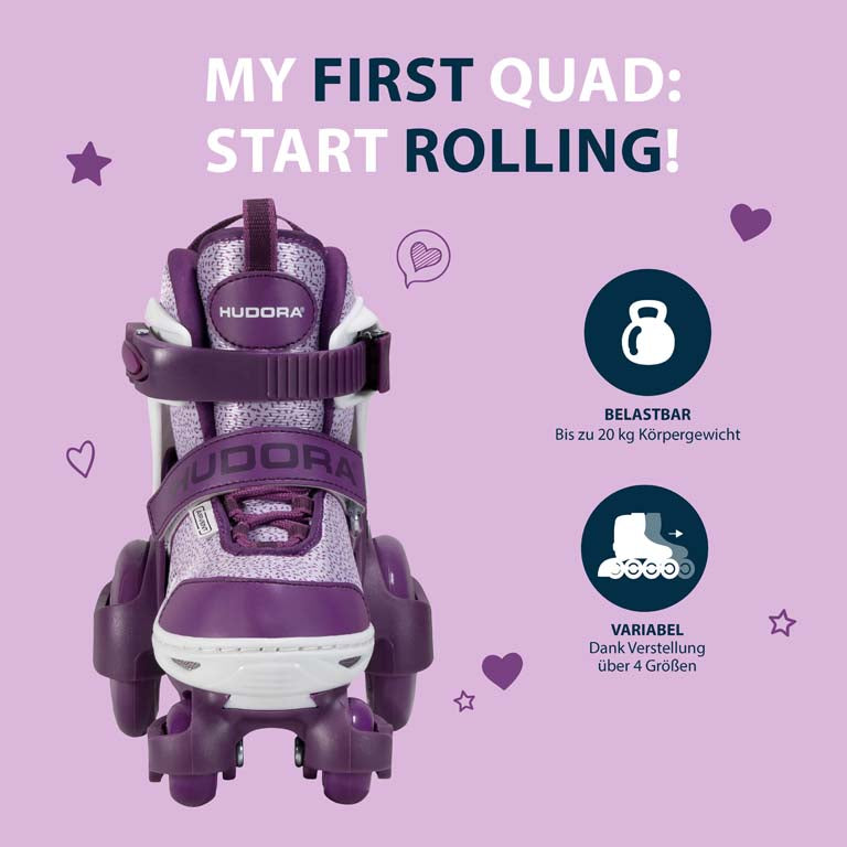 HUDORA roller skates My First Quad, lavender, size. 26-33