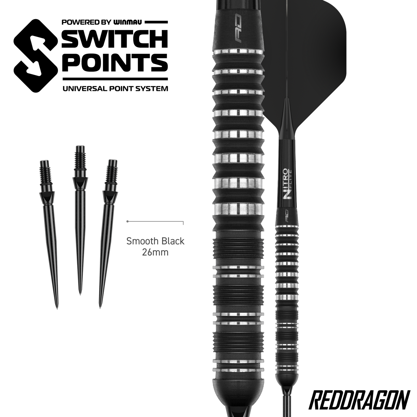Red Dragon Sable Parallel Switch Point Steeldarts - 24g