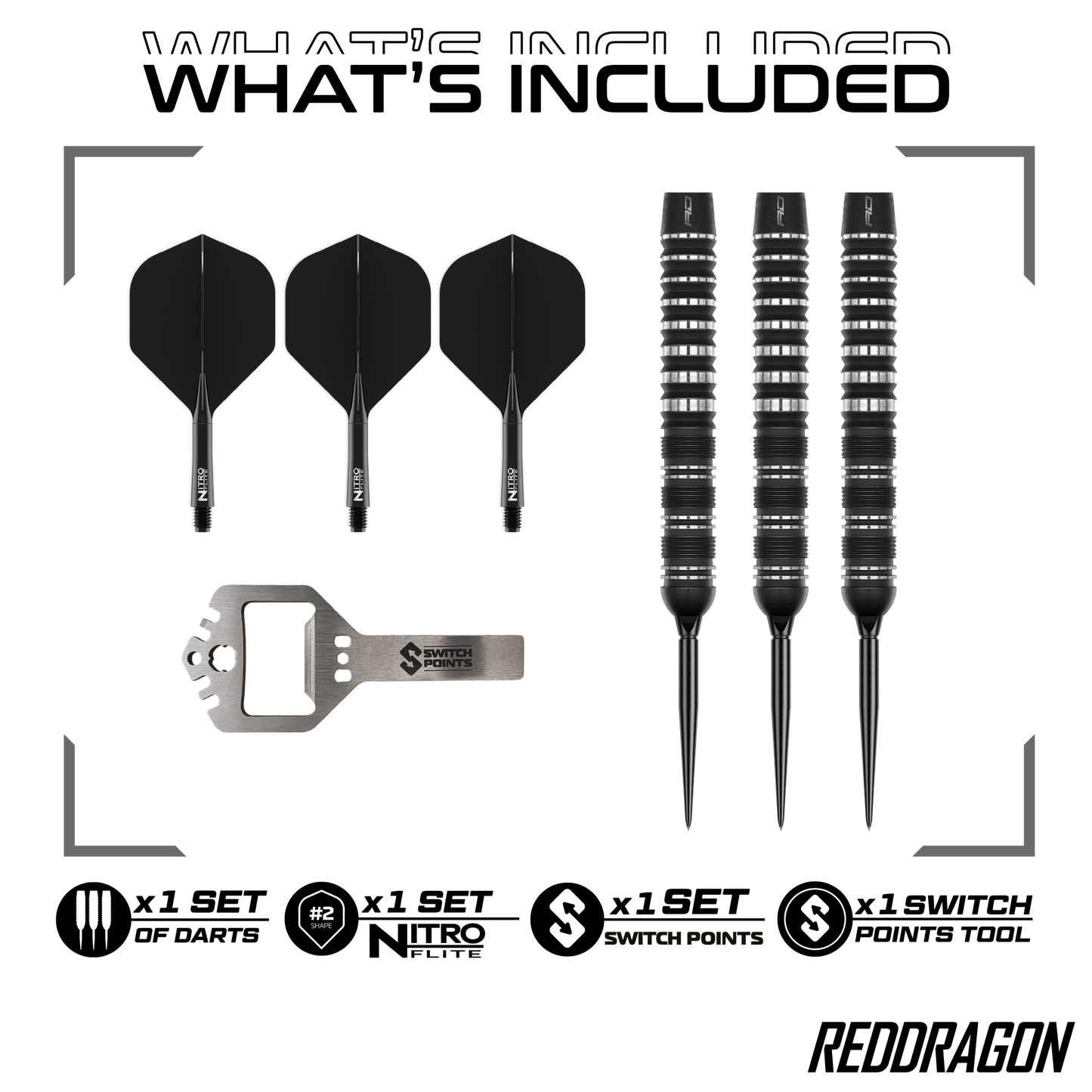 Red Dragon Sable Parallel Switch Point Steeldarts - 24g