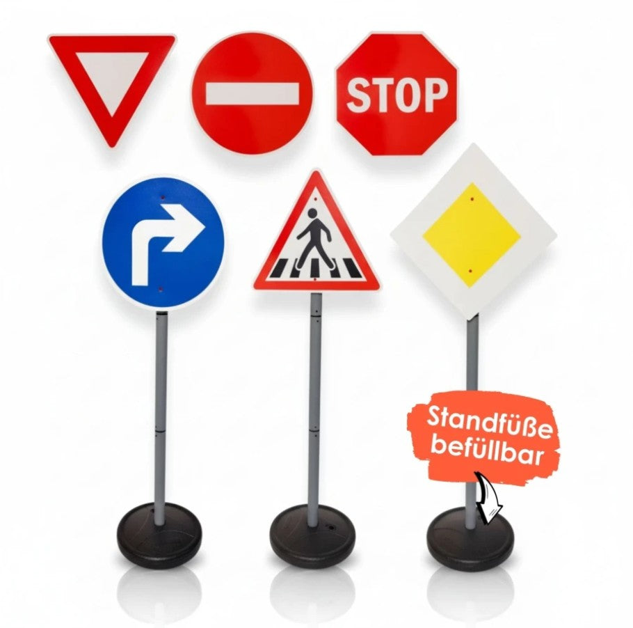 Verkehrszeichen für Kinder - 6 Straßenschilder - 75 cm hoch