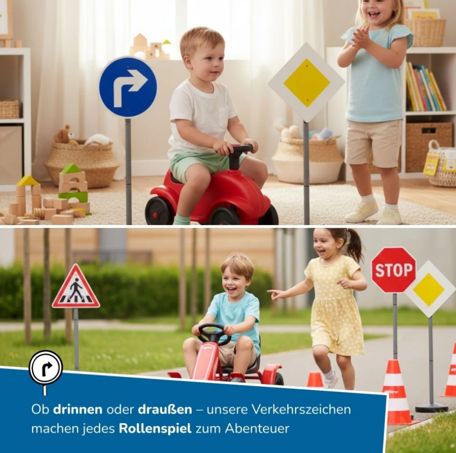 Verkehrszeichen für Kinder - 6 Straßenschilder - 75 cm hoch
