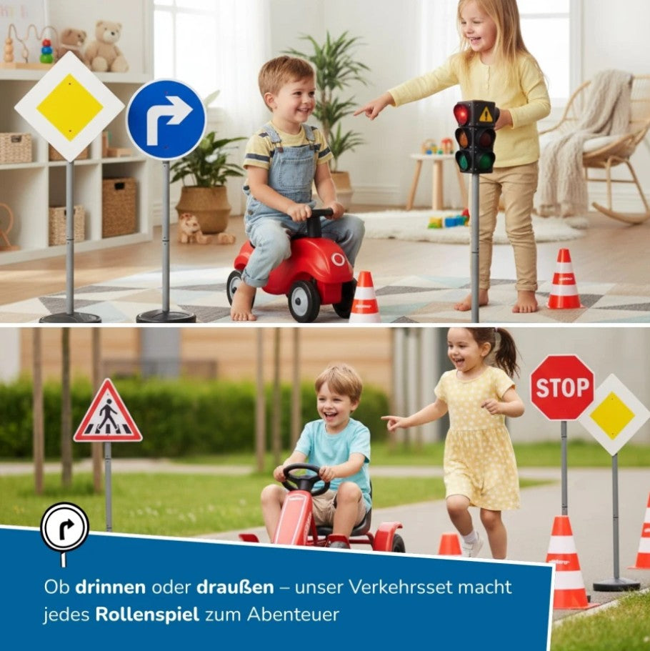 Verkehrszeichen für Kinder - XXL-Verkehrsset - 10 Straßenschilder - 75 cm hoch