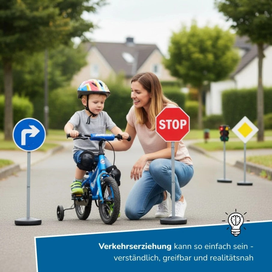Verkehrszeichen für Kinder - XXL-Verkehrsset - 10 Straßenschilder - 75 cm hoch
