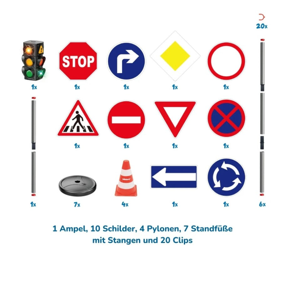 Verkehrszeichen für Kinder - XXL-Verkehrsset - 10 Straßenschilder - 75 cm hoch