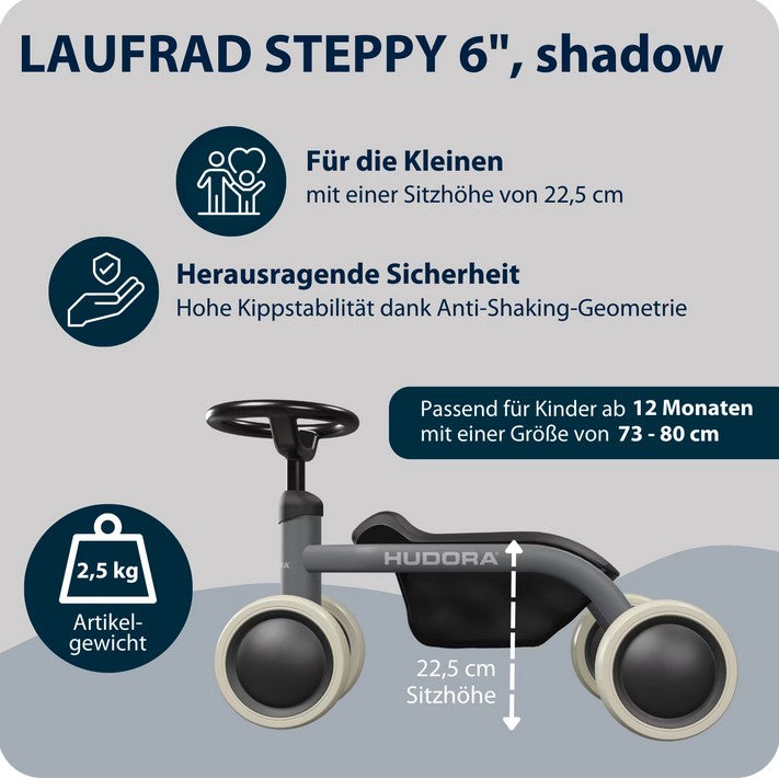 HUDORA balance bike Steppy 6" - various colors 