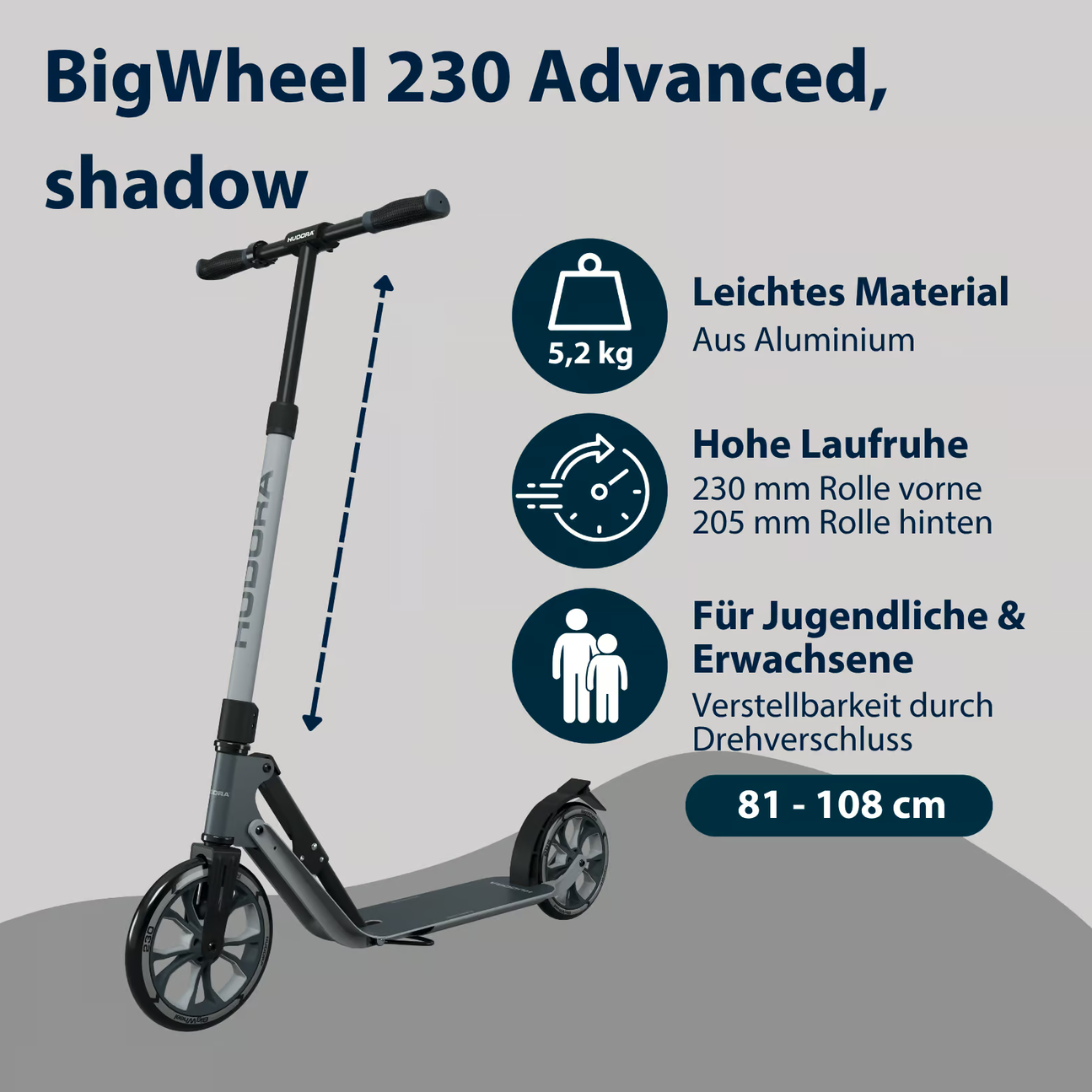 HUDORA BigWheel 230 Advanced, Scooter verschiedene Farben, B-Ware