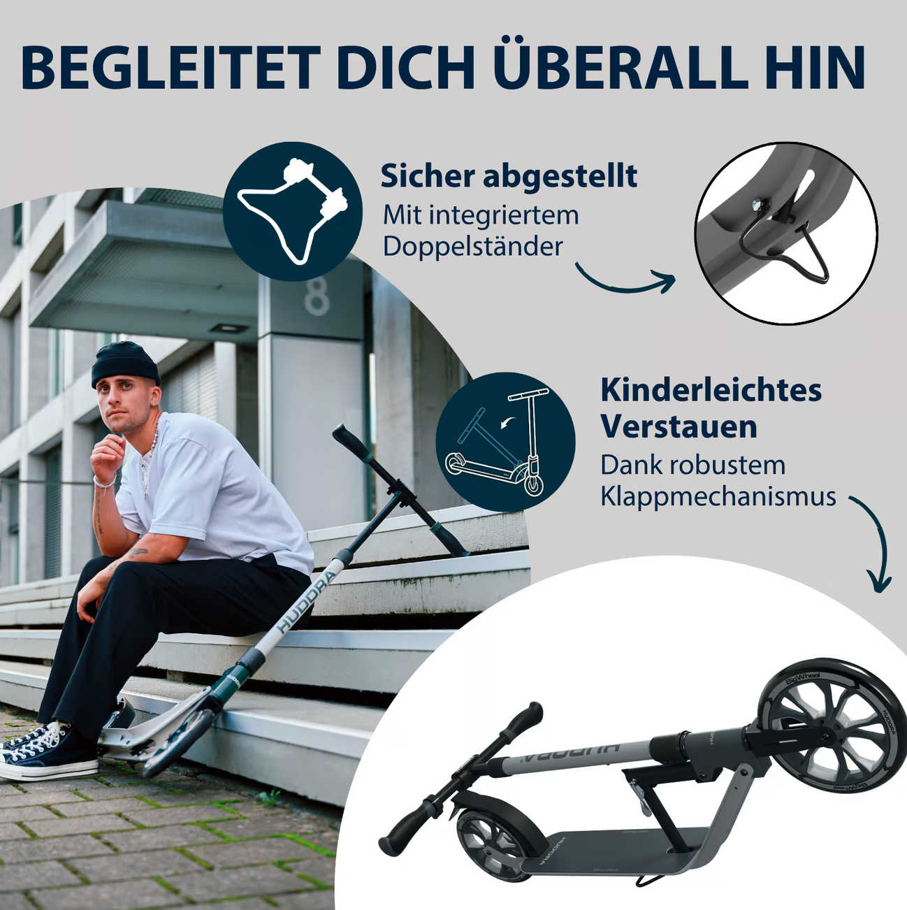 HUDORA BigWheel 230 Advanced, Scooter verschiedene Farben, B-Ware