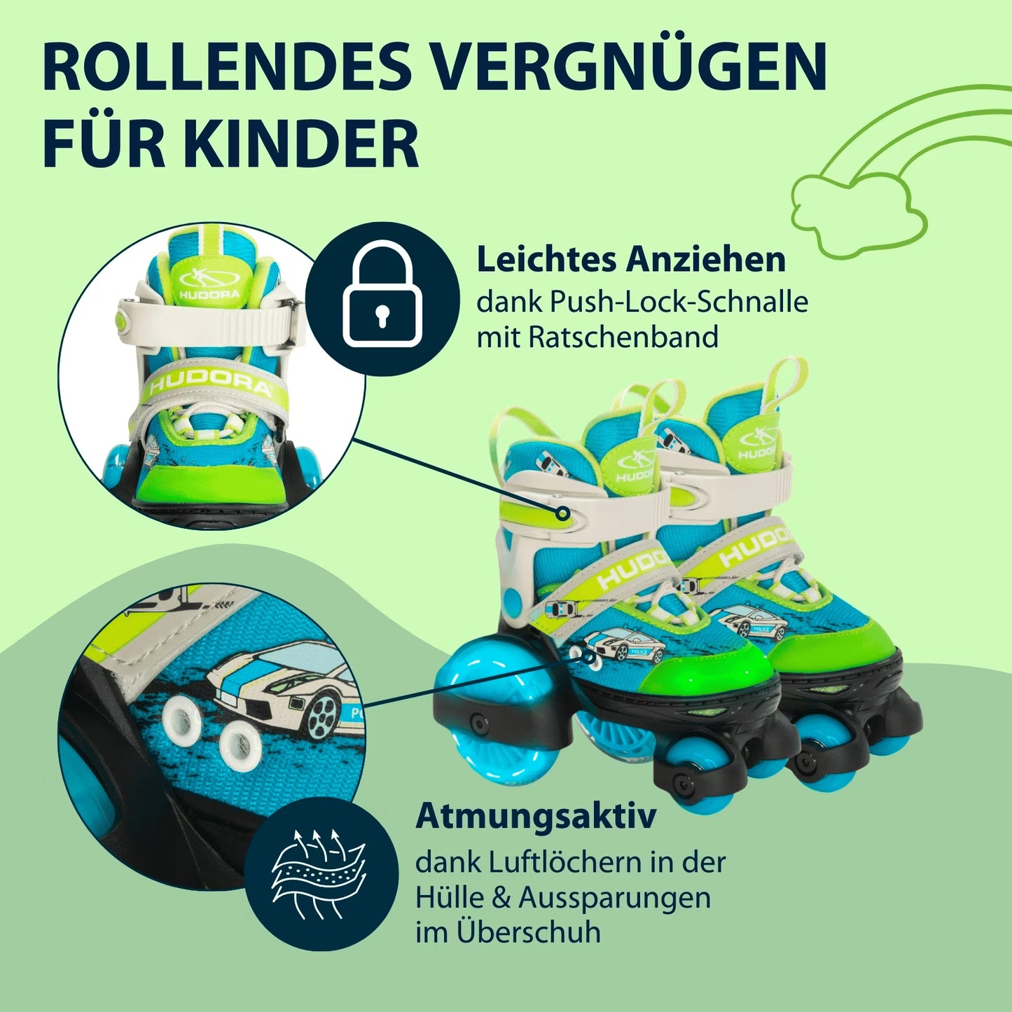 HUDORA My First Quad LED roller skates for boys - various sizes (B-stock)