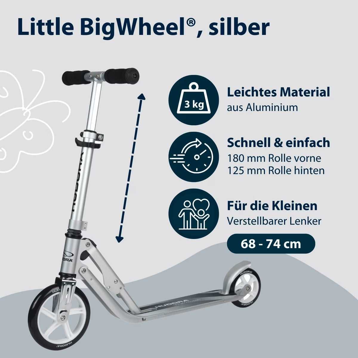 HUDORA Little BigWheel, Scooter silber "Exklusiv Edition"