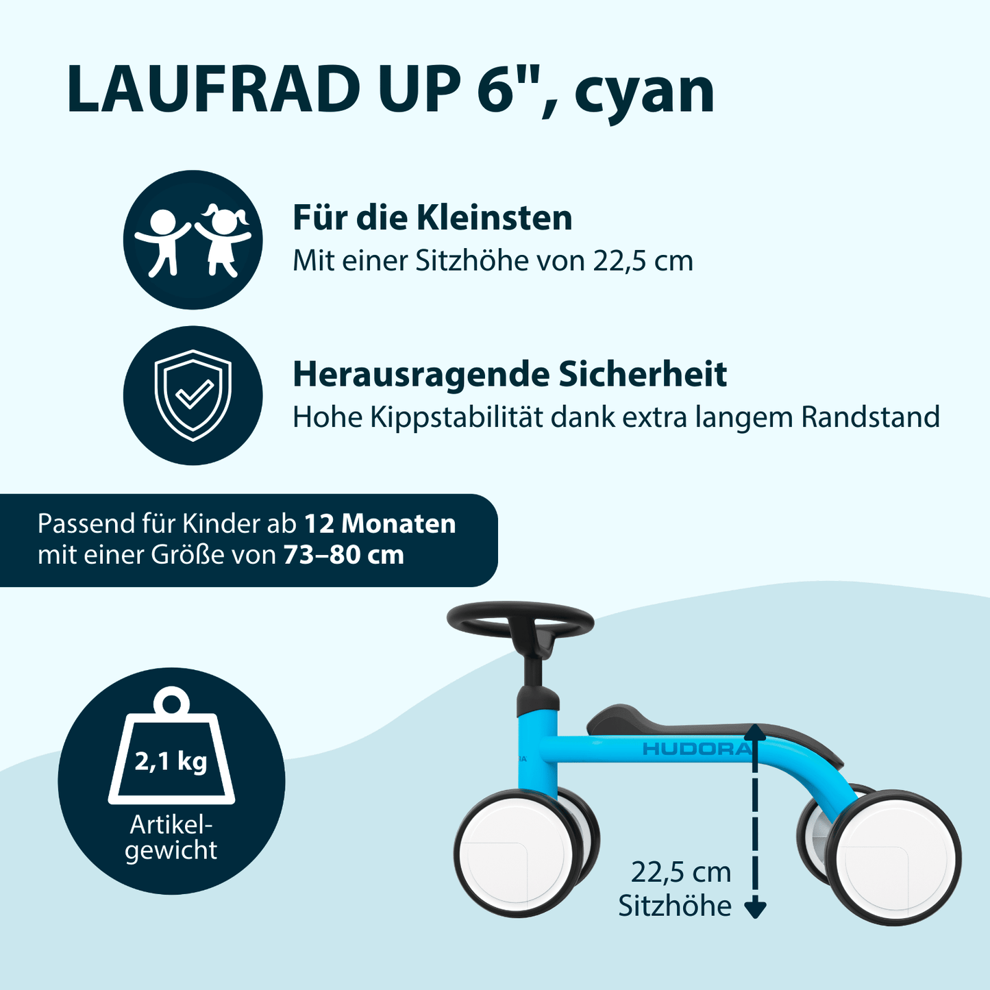 HUDORA balance bike Up 6“ - various colors