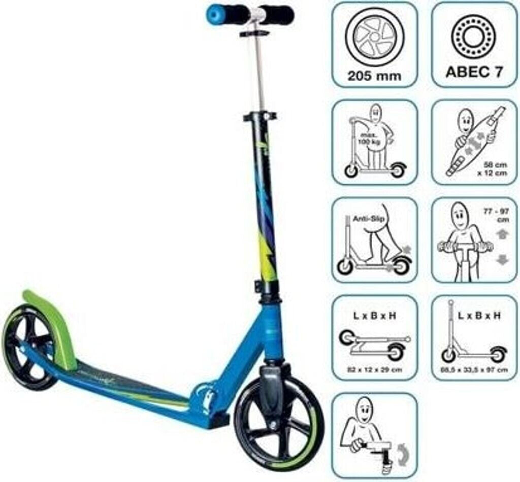 muuwmi Aluminium Scooter grün - blau - schwarz 205 mm (B-Ware)